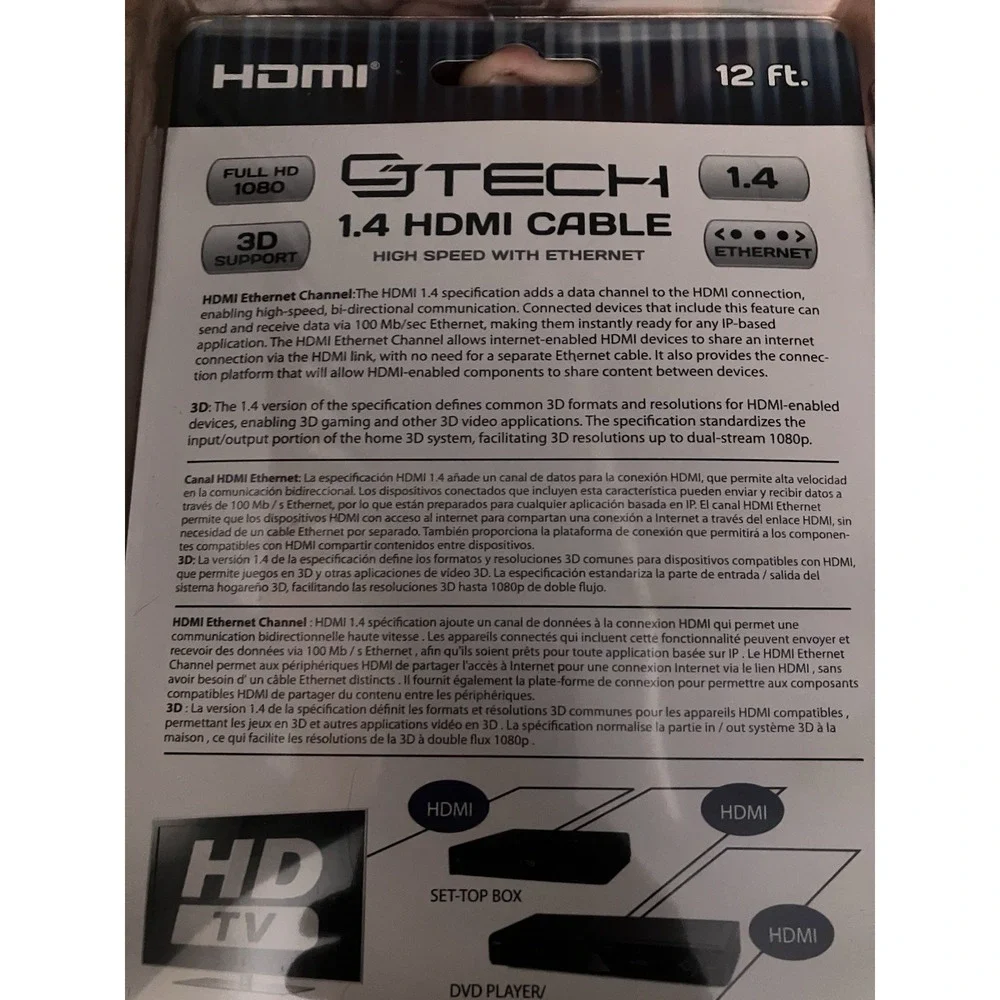 Cj Tech (item 61851) 12 Feet HDMI Cable 4K Round Cable Brand New (2)